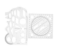 CONGARTENO 2pcs Multifunctional Geometric Ruler with Precision Plastic Drafting Tools for Math Teaching Drawing and Architectural Measuring Portable Metric Stencil for School Office and