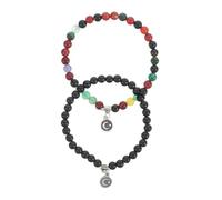 CONGARTENO 2pcs Muslim Prayer Beads Bracelet 33 Natural Agate Beads Elastic Rope Rosary for Ramadan Eid Daily Wear Unisex Religious Worship Accessories