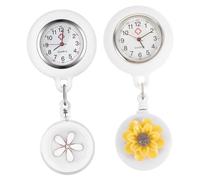 CONGARTENO 2pcs Nurse Watches Clip-on Retractable Fob Watch Set Metal Quartz Glass Practical Beautiful Design for Professional Nurses Healthcare Pocket Use