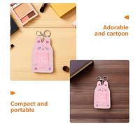 CONGARTENO 2pcs Plush Animal Photo Card Holder Keychain Soft Kawaii Fuzzy Badge Protector with Secure Metal Rings Lightweight Id Card Sleeve for Students and Collectors Pack White Cat Winking