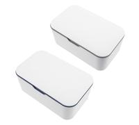 CONGARTENO 2Pcs Portable Outdoor Tissue Box Wipe Container with Dustproof Lid Travel Storage Dispenser for Wipes Convenient Reusable Tissue Holder for Home and Stroller Gray and Blue