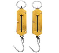CONGARTENO 2pcs Portable Spring Scale Mechanical Hanging Hook Luggage and Fishing Weight Balance Copper Plated Scale for Travel Kitchen and Vegetable Weighing