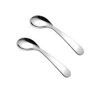 CONGARTENO 2Pcs Practice Spoons Stainless Steel Bent Design Eating Learning Tool for Safe Smooth Edges Wrist Friendly Utensils for Weaning and Feeding