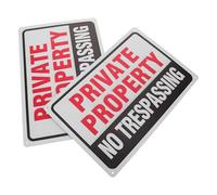 CONGARTENO 2pcs Private Property No Trespassing Sign Waterproof Metal Warning Labels for Yard Garden Outdoor Safety Caution Notice Board