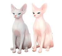 CONGARTENO 2pcs Realistic Sphynx Cat Figurines Small Decorative Animal Models for Desktop Display Educational for Cat Owners Vivid Solid Craft for Home School Decor