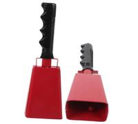 CONGARTENO 2pcs Red Handheld Cow Bells with Handle for Football Games and Sporting Event Noise Makers, Party Cheering Percussion Bells Set for Fans and Crowd Support