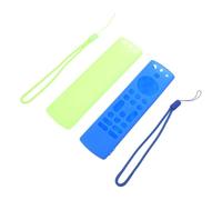 CONGARTENO 2pcs Silicone Remote Cover for Stick Protective Controller Sleeve Fluorescent Green and Blue Slip Scratch Resistant Compatible with Tv Remote Replacement