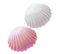 CONGARTENO 2pcs Simulation Shell Home Decor Lightweight Delicate Photography Adornments in White and Pink Decorative Storage Candy Boxes for Desktop Ornament and Photo Props