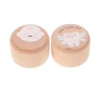 CONGARTENO 2pcs Solid Wood Tooth Collection Box Round Keepsake Storage for Lost Teeth Practical Shower Birthday Gift