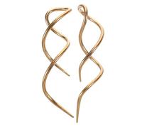 CONGARTENO 2pcs Spiral Threader Earrings for Women Gold Twist Wire Pull Through Dangle Earrings Daily Wear Minimalist Curved Drop Pearl-free Jewelry