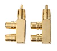 CONGARTENO 2pcs Splitter Connector Male to Female Audio Plug Adapter Pure Copper Gold Plated for Tight Spaces Reliable Signal Transfer
