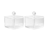 CONGARTENO 2pcs Square Acrylic Storage Box Canister with Lid for Jewelry | Small Bathroom Storage Box, Portable Dry Keep Design, Travel Business Use, for Spices