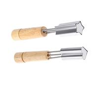 CONGARTENO 2pcs Stainless Steel Biscuit Molds with Wooden Handles Heart and Star Shape Cookie Cutters for DIY Baking Candy Cake Chocolate Desserts Kitchen Pastry Tools for Family and Party
