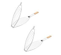 CONGARTENO 2pcs Thick Stainless Steel Fish Grilling Rack Foldable Bbq Basket with Detachable Mesh and Insulated Handle for Outdoor Picnic Multi-functional Fish Grill Mesh Cage Suitable for