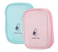 CONGARTENO 2pcs Travel Bag Empty Medicine Storage Bag Organizer for Camping Outdoor Pink Green