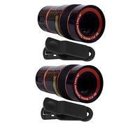 CONGARTENO 2pcs Universal Clip-on Long Focus Phone Camera Lens Set with Macro Lens for Smartphones, Black, Compatible with Mobile Photography and Video Accessories