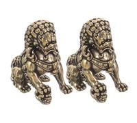 CONGARTENO 2pcs Vintage Brass Lion Figurines Retro Lion Statue Decorative Modeling Ornaments for Home Office Desk Display Elegant Solid Brass Craftsmanship