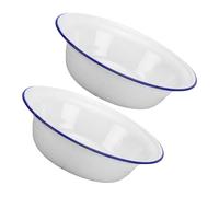 CONGARTENO 2pcs Vintage Enamelware Bowls Thickened Deep Mixing and Serving Basins Unbreakable Kitchen Bowls for Soup Salad Fruit and Vegetable Use