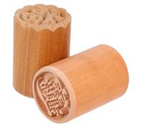 CONGARTENO 2Pcs Wooden Mooncake Stamp Pastry Cookie Stamps for Baking Dim Sum Bean Paste Buns and Crisp Traditional Chinese Pattern Makers for DIY Moon Cake Decorating
