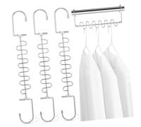 CONGARTENO 3 Pcs Multi Hangers Space Saving Metal Clothes Hanger Hooks for Closet Organization and Heavy Clothes Drying Rack with Dual Horizontal and Vertical Use