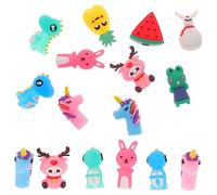 CONGARTENO 30Pcs Cartoon Silicone Small Pencil Caps with Fruit Animal Designs Practical Pencil Extenders for Protectors Preventing Injuries Balanced Grip Gift