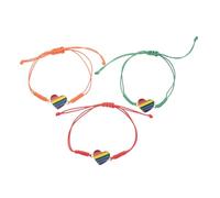 CONGARTENO 3pcs Adjustable Rainbow Woven Bracelets for Lgbtq Pride Friendship Handmade Braided Heart Rope Wristbands Symbol of Equality and Inclusivity Friendship Jewelry for Women