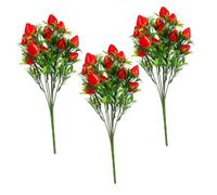 CONGARTENO 3pcs Artificial Strawberry Branches Faux Plant Decorations for Party and Home Realistic Red Strawberry Bunches for Festival Wreaths Photo Props Living Room and Garden Accents
