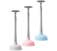 CONGARTENO 3pcs Bathroom Toilet Plunger Anti-clogging Drain Unblocker for Shower Sink Dormitory Use Multi-purpose Pipe Cleaning Tool in Pink Blue Gray