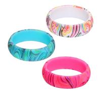 CONGARTENO 3Pcs Bohemian Style Silicone Rubber Rings Wide Paisley Pattern Thin Wedding Bands for Couples Unisex Skin Friendly Stackable Souvenir Outdoor Activity