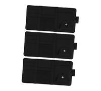 CONGARTENO 3pcs Car Sun Visor Organizer Pocket Black PU Leather Multifunctional Sunglasses Holder Registration Insurance Document Storage for Truck Suv