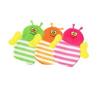 CONGARTENO 3Pcs Cartoon Bath Gloves for Exfoliating Shower Scrubbing Mitts with Soft Bubble Gentle Body Scrubbing Gloves for Newborn Bathing Essentials Green Yellow Red