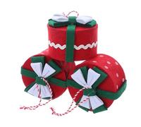 CONGARTENO 3pcs Christmas Felt Presents Box Soft Miniature Baubles Ornaments for Tree Hanging Decoration Felt Holiday Decorations for DIY Compact Storage Christmas Ornament Boxes