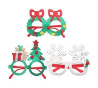 CONGARTENO 3Pcs Christmas Party Eyeglasses Set with Snowflake, Christmas Tree, and Wreath Frames - Holiday Photo Props, Xmas Party Supplies, Festive Costume Eyewear for Adults