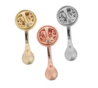 CONGARTENO 3pcs Coffee Lover Pin Creative Alloy Brooches Shiny Spoon Shaped Lapel Pins Fashion Accessories for Bags Hats Apparel Party Decorations