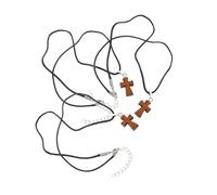 CONGARTENO 3pcs Cross Pendant Necklace: For Women - Natural Wood Mini Crosses With Adjustable Rope Chain For DIY Jewelry Everyday Style