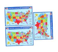 CONGARTENO 3pcs Laminated United States Map Posters for Educational Wall Art Detailed US States and Cities Classroom Geography Learning and Bedroom Decoration