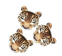 CONGARTENO 3pcs Leopard Mask Half Face Animal Party Cover for Halloween Cosplay Carnival Masquerade with Mystical Print Design for Jungle and Zoo Theme Dress Up
