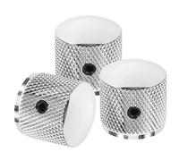 CONGARTENO 3pcs Metal Guitar Volume Control Knobs with Screws Tone and Volume Potentiometer Replacement for Electric Guitar and Bass Chrome Finish Easy to Install