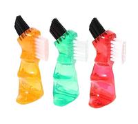 CONGARTENO 3Pcs Multi Functional Small Denture Cleaning Brush Personal Oral Hygiene Tools Portable Mini Brushes in Red Orange Green for Household Use and Travel