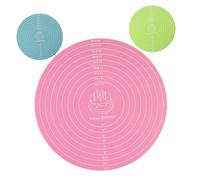 CONGARTENO 3pcs Non-Slip Round Silicone Baking Mats with Measurements for Pastry Rolling and Dough Kneading Heat-Resistant Kitchen Baking Supply in Peacock Blue Pink and Green