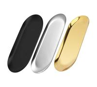 CONGARTENO 3pcs Oval Stainless Steel Jewelry Tray Organizer Medium Decorative Vanity Dish for Bathroom Countertop Multipurpose Towel Napkin Holder Plate in Black Gold Silver