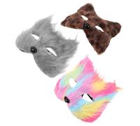 CONGARTENO 3pcs Plush Fox Masks Soft Furry Half Face Animal Costume Accessories for Halloween Christmas Masquerade Cosplay Stage Role Play Events Unisex