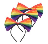 CONGARTENO 3pcs Rainbow Bowknot Headband for Women and Soft Lightweight Hair Accessories with Striped Design Comfortable All Day Wear Bright Colorful Rainbow Hairwrap for Parties and Everyday