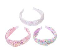 CONGARTENO 3pcs Sequin Knotted Headbands for Women Wide Comfortable Hairbands with Dazzling Mermaid Pattern Durable Retro Texture Sparkly Accessories for Parties and Daily Wear