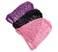 CONGARTENO 3pcs Womens Stretchy Crochet Hair Bun Covers Lightweight Mesh Hair Nets for Sleeping Dancing and Daily Management Comfortable Elegant Wraps for Neat Updos and Versatile Styling