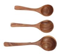 CONGARTENO 3pcs Wooden Ladles for Cooking with Long Handles and Hooks Heat Resistant Soup Spoons for Stirring Serving Mixing Space Saving Kitchen Scoop for Home and Outdoor Use