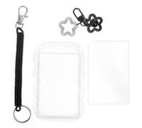 CONGARTENO 3pcs Work Id Card Holders with Black Spring Keyring and Star Charm Vertical Badge Protector Sleeves for Office Bus Pass Student Cards Credit Organizer