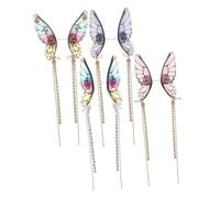 CONGARTENO 4 Pairs Butterfly Drop Earrings for Women and Lightweight Tassel Chain Dangle Jewelry with Rainbow Gold Foil Pink Glitter Blue and Silver Rhinestone Wings Elegant Fairy Style for