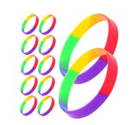 CONGARTENO 42pcs Rainbow Silicone Wristbands Elastic Colored Bands for Pride Month Festival Party Decorations Lgbt Support Accessories Comfortable Flexible Design