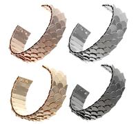 CONGARTENO 4pcs Adjustable Vintage Fish Scale Bangles Open Metal Bracelets in Gold Silver Rose Gold Gun Black Punk Style Chunky Women Wrist Jewelry